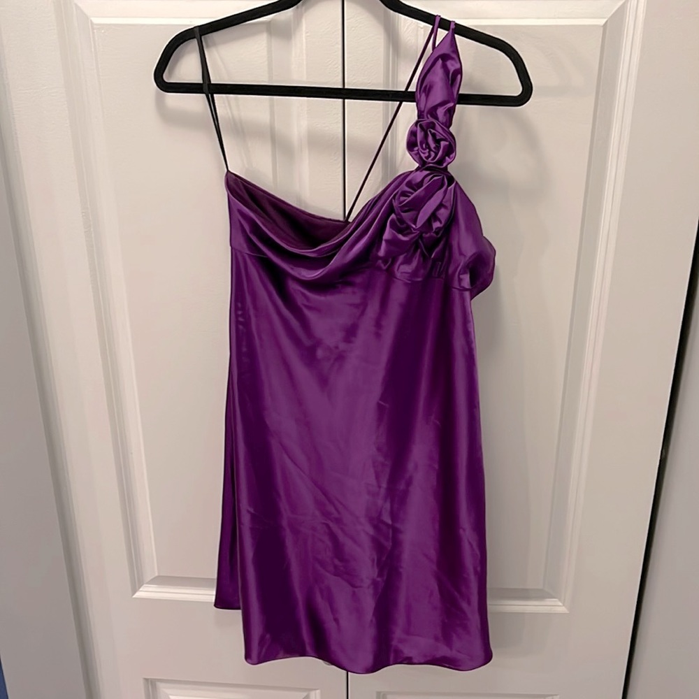 Purple one shoulder dress, worn once.